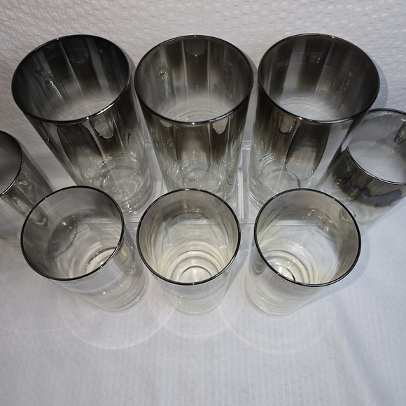 VINTAGE SET OF 8 DOROTHY THORPE STYLE SILVER FADE HIGHBALL GLASSES - Picture 8 of 8